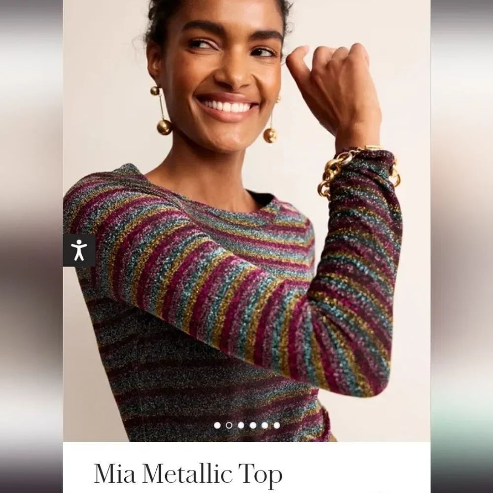 Boden Metallic Striped Multicolor Top Mia XSMALL